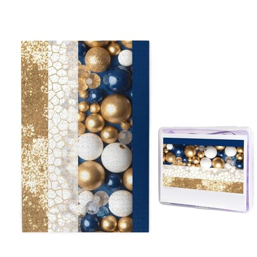 Puzzle Puzzle 1000 Teile Holzpuzzle für Erwachsene Benutzerdefinierte Puzzles Personalisierte Bilderpuzzles Gold Blau Weiß Hochzeitspuzzle für Geburtstag Familie von HJBNW