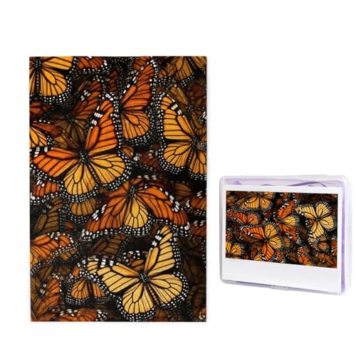 Puzzle Puzzle 1000 Teile Holzpuzzle für Erwachsene Benutzerdefinierte Puzzles Personalisierte Bilderpuzzles Haufen von Orange Monarch Schmetterlinge Hochzeitspuzzle für Geburtstag Familie von HJBNW