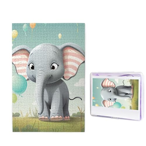 Puzzle Puzzle 1000 Teile Holzpuzzle für Erwachsene Benutzerdefinierte Puzzles Personalisierte Bilderpuzzles Lovely Elephant Wedding Puzzle für Geburtstag Familie von HJBNW