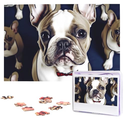 Puzzle Puzzle 1000 Teile Holzpuzzle für Erwachsene Benutzerdefinierte Puzzles Personalisierte Bilderpuzzles Niedliche Französische Bulldogge Hochzeitspuzzle für Geburtstag Familie von HJBNW