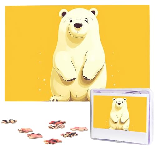 Puzzle Puzzle 1000 Teile Holzpuzzle für Erwachsene Benutzerdefinierte Puzzles Personalisierte Bilderpuzzles Niedlicher Cartoon Eisbär Hochzeitspuzzle für Geburtstag Familie von HJBNW