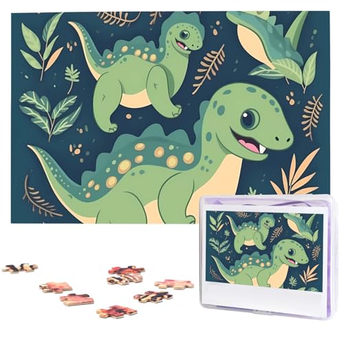 Puzzle Puzzle 1000 Teile Holzpuzzle für Erwachsene Benutzerdefinierte Puzzles Personalisierte Bilderpuzzles Niedlicher Dinosaurier Hochzeitspuzzle für Geburtstag Familie von HJBNW