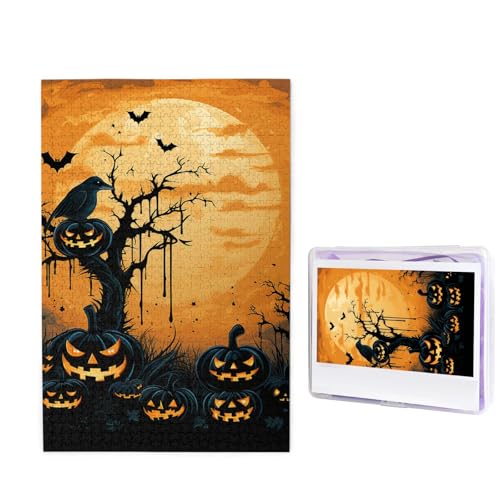 Puzzle Puzzle 1000 Teile Holzpuzzle für Erwachsene Benutzerdefinierte Puzzles Personalisierte Bilderpuzzles Orange Halloween Party Hochzeit Puzzle für Geburtstag Familie von HJBNW