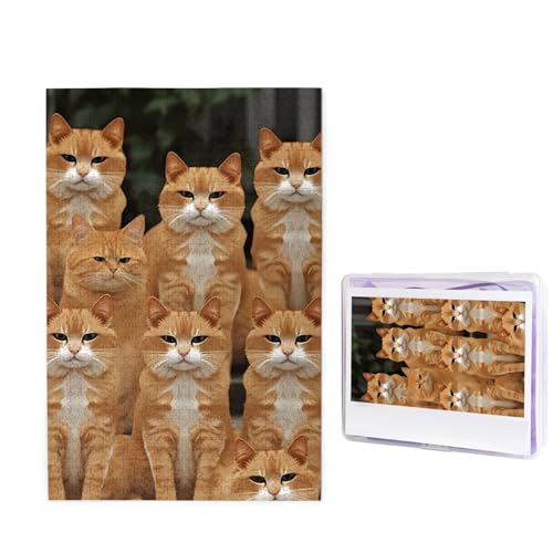 Puzzle Puzzle 1000 Teile Holzpuzzle für Erwachsene Benutzerdefinierte Puzzles Personalisierte Bilderpuzzles Orange Katzen Hochzeitspuzzle für Geburtstag Familie von HJBNW