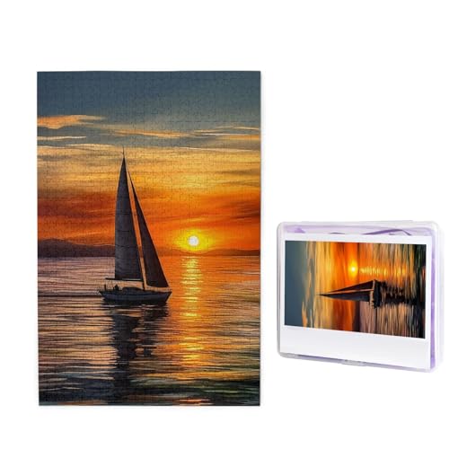 Puzzle Puzzle 1000 Teile Holzpuzzle für Erwachsene Benutzerdefinierte Puzzles Personalisierte Bilderpuzzles Sonnenaufgang Segelboot Hochzeit Puzzle für Geburtstag Familie von HJBNW