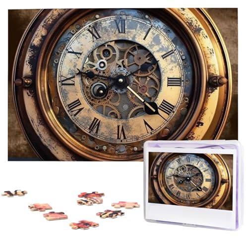 Puzzle Puzzle 1000 Teile Holzpuzzle für Erwachsene Benutzerdefinierte Puzzles Personalisierte Bilderpuzzles Steampunk Uhr Hochzeit Puzzle für Geburtstag Familie von HJBNW