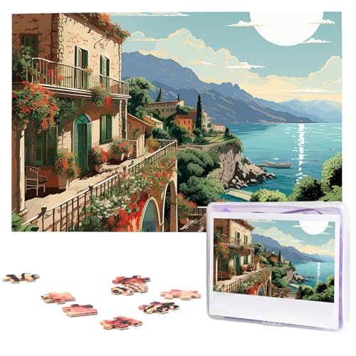 Puzzle Puzzle 1000 Teile Holzpuzzle für Erwachsene Benutzerdefinierte Puzzles Personalisierte Bildpuzzles Mediterrane Sommer Hochzeit Puzzle für Geburtstag Familie von HJBNW