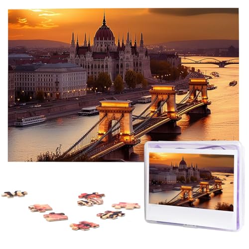 Puzzle Puzzle 1000 Teile Holzpuzzle für Erwachsene Benutzerdefinierte Puzzles Personalisierte Bildpuzzles Sonnenuntergang in Budapest Hochzeitspuzzle für Geburtstag Familie von HJBNW