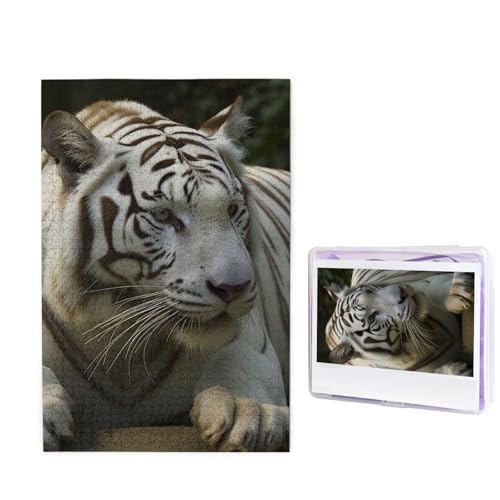 Puzzle Puzzle 1000 Teile Holzpuzzle für Erwachsene Benutzerdefinierte Puzzles Personalisierte Bildpuzzles Weißer Bengalischer Tiger Hochzeitspuzzle für Geburtstag Familie von HJBNW