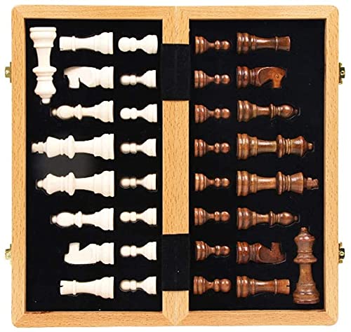 Familienspaß Schach Hochwertiges Schachspiel aus Holz mit interner Aufbewahrung Internationales Schachspiel Geschenk Klappbares Schachbrett aus Holz Schachfiguren Kunsthandwerk von HJDQMDHA