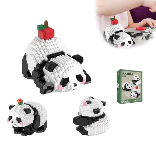 HJIAMA 940 Stück Panda Bausteine, Mini Bausteine Tiere, Leuchtende Farben, Schöne Form, Kommt mit Anleitung, Micro Bausteine, Geeignet für Heimdekoration, DIY-Bastelarbeiten von HJIAMA