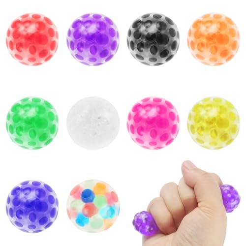 10Stks Weiches Wasserperlen Stressbälle, 3.3cm Mini Quetschbälle, Gummi Spielzeug Partytütenfüller, Quetschbare Sensorische Bälle mit Wasser Perlen für Kinder Erwachsene ADHS von HJJMN