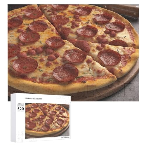 3D-Pizza-Peperoni-Holzpuzzle für Erwachsene, 520 Teile, schwierige, herausfordernde Puzzles, einzigartiges Denksport-Puzzle, einzigartige Form, fortschrittliche Puzzle, tolle Geschenkidee von HJKBCV