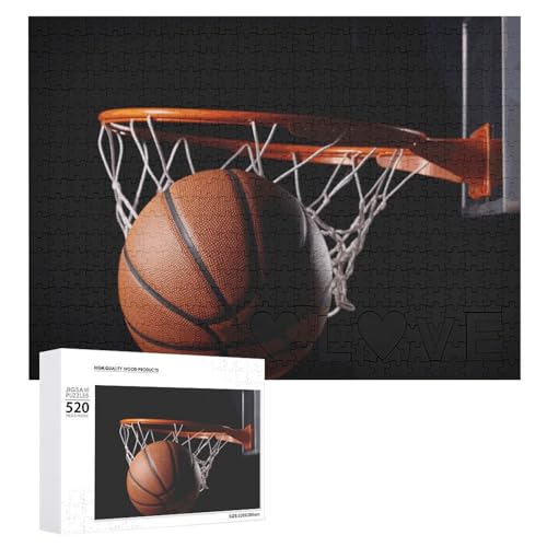 Basketball-Holzpuzzle für Erwachsene, 520 Teile, schwierige, herausfordernde Puzzles, einzigartiges Denksport-Puzzle, einzigartige Form, fortschrittliche Puzzle, tolle Geschenkidee von HJKBCV