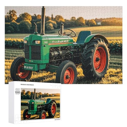 Bauernhof-Traktor-Puzzles für Erwachsene, personalisiertes Puzzle, herausforderndes Bild, Holzfotos, Puzzle mit Aufbewahrungstasche, Familientreffen, Puzzle für Hochzeitsgeschenk von HJKBCV