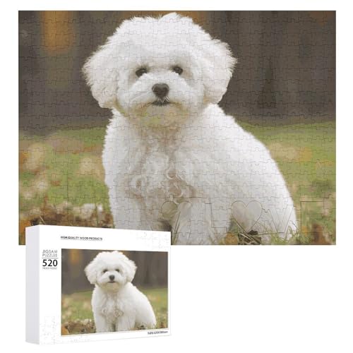 Bichon Frisé-Hunde-Holzpuzzle für Erwachsene, 520 Teile, schwierige, herausfordernde Puzzles, einzigartiges Denksport-Puzzle, einzigartige Form, fortschrittliche Puzzle, tolle Geschenkidee von HJKBCV