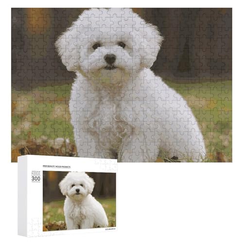 Bichon Frisé-Hunde-Puzzles für Erwachsene, personalisiertes Puzzle, herausforderndes Bild, Holzfotos, Puzzle mit Aufbewahrungstasche, Familientreffen, Puzzle für Hochzeitsgeschenk von HJKBCV