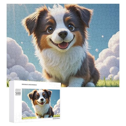 Braune Hunde-Puzzles für Erwachsene, personalisiertes Puzzle, herausforderndes Bild, Holzfotos, Puzzle mit Aufbewahrungstasche, Familientreffen, Puzzle für Hochzeitsgeschenk von HJKBCV