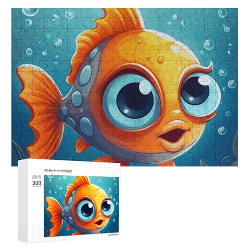 Cartoon Little Fish Puzzles für Erwachsene, personalisiertes Puzzle, herausforderndes Bild, Holzfotos, Puzzle mit Aufbewahrungstasche, Familientreffen, Puzzle für Hochzeitsgeschenk von HJKBCV