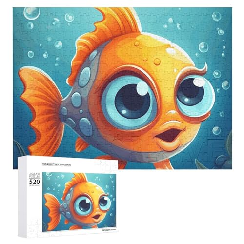 Cartoon Little Fish Puzzles für Erwachsene, personalisiertes Puzzle, herausforderndes Bild, Holzfotos, Puzzle mit Aufbewahrungstasche, Familientreffen, Puzzle für Hochzeitsgeschenk von HJKBCV