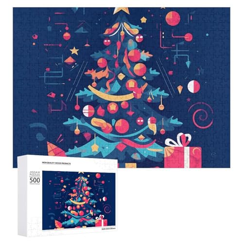 Cartoon-Weihnachtsbaum-Puzzles für Erwachsene, personalisiertes Puzzle, herausforderndes Bild, Holzfotos, Puzzle mit Aufbewahrungstasche, Familientreffen, Puzzle für Hochzeitsgeschenk von HJKBCV