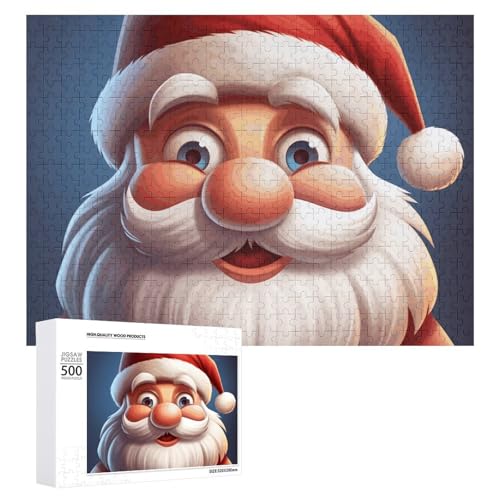 Cartoon-Weihnachtsmann-Puzzles für Erwachsene, personalisiertes Puzzle, herausforderndes Bild, Holzfotos, Puzzle mit Aufbewahrungstasche, Familientreffen, Puzzle für Hochzeitsgeschenk von HJKBCV