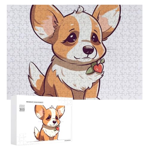 Corgi Stickers Puzzles für Erwachsene, personalisiertes Puzzle, herausforderndes Bild, Holzfotos, Puzzle mit Aufbewahrungstasche, Familientreffen, Puzzle für Hochzeitsgeschenk von HJKBCV