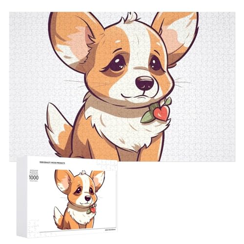 Corgi Stickers Puzzles für Erwachsene, personalisiertes Puzzle, herausforderndes Bild, Holzfotos, Puzzle mit Aufbewahrungstasche, Familientreffen, Puzzle für Hochzeitsgeschenk von HJKBCV