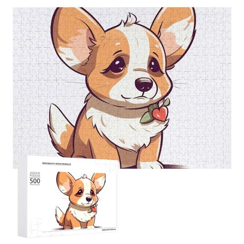 Corgi Stickers Puzzles für Erwachsene, personalisiertes Puzzle, herausforderndes Bild, Holzfotos, Puzzle mit Aufbewahrungstasche, Familientreffen, Puzzle für Hochzeitsgeschenk von HJKBCV