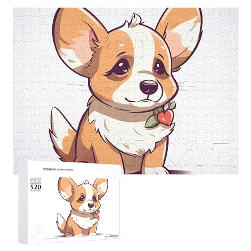 Corgi Stickers Puzzles für Erwachsene, personalisiertes Puzzle, herausforderndes Bild, Holzfotos, Puzzle mit Aufbewahrungstasche, Familientreffen, Puzzle für Hochzeitsgeschenk von HJKBCV