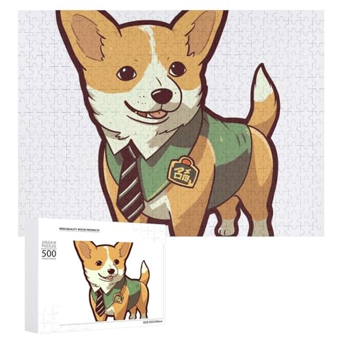 Corgi Wearing Tie Puzzles for Adults Personalized Jigsaw Puzzles Challenging Picture Puzzle Wooden Photos Puzzle with Storage Bag Family Reunion Puzzle for Wedding Gift von HJKBCV