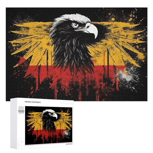 Deutschlandflagge Adler-Puzzles für Erwachsene, personalisiertes Puzzle, herausforderndes Bild, Holzfotos, Puzzle mit Aufbewahrungstasche, Familientreffen, Puzzle für Hochzeitsgeschenk von HJKBCV