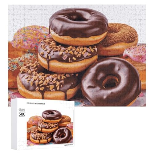 Donuts-Schokoladen-Puzzles für Erwachsene, personalisiertes Puzzle, herausforderndes Bilderpuzzle, Holzfoto-Puzzle mit Aufbewahrungstasche, Familientreffen, Puzzle für Hochzeitsgeschenk von HJKBCV