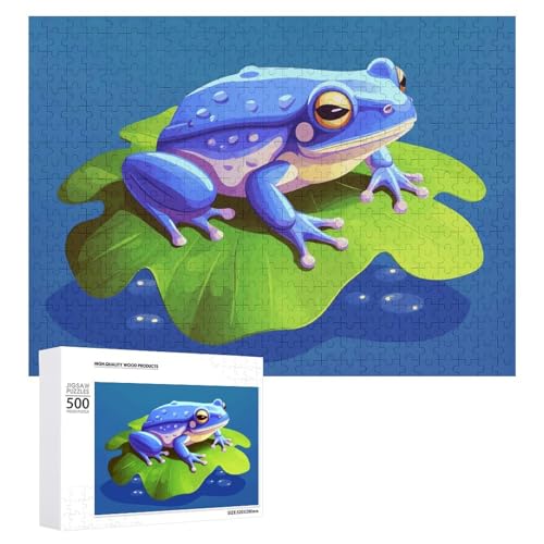 Ein Cartoon-Frosch-Puzzle für Erwachsene, personalisiertes Puzzle, herausforderndes Bild, Holzfotos, Puzzle mit Aufbewahrungstasche, Familientreffen, Puzzle für Hochzeitsgeschenk von HJKBCV