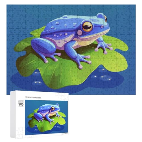 Ein Cartoon-Frosch-Puzzle für Erwachsene, personalisiertes Puzzle, herausforderndes Bild, Holzfotos, Puzzle mit Aufbewahrungstasche, Familientreffen, Puzzle für Hochzeitsgeschenk von HJKBCV