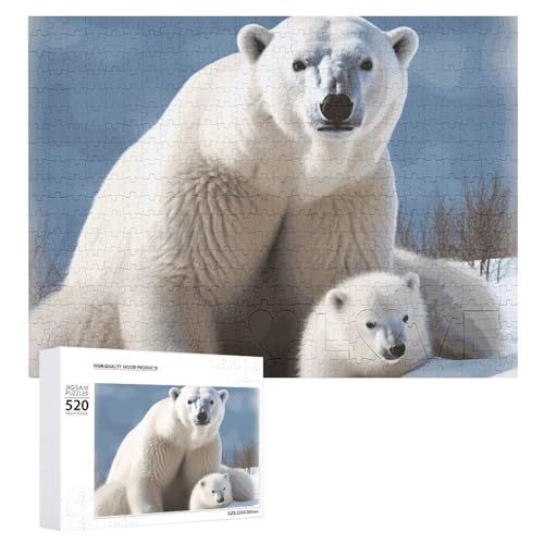 Eisbär-Puzzles für Erwachsene, personalisiertes Puzzle, herausforderndes Bild, Holzfotos, Puzzle mit Aufbewahrungstasche, Familientreffen, Puzzle für Hochzeitsgeschenk von HJKBCV