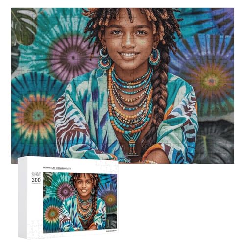 Exotic Tribe Tie Dye Style Puzzles für Erwachsene, personalisierte Puzzles, herausforderndes Bilderpuzzle, Holzfoto-Puzzle mit Aufbewahrungstasche, Familientreffen, Puzzle für Hochzeitsgeschenk von HJKBCV