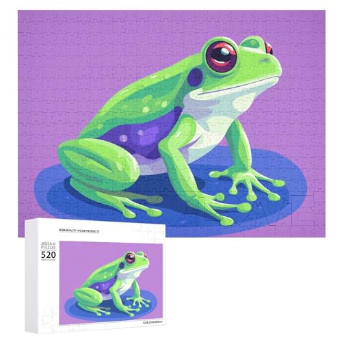 Farbblock-Frosch-Puzzles für Erwachsene, personalisiertes Puzzle, herausforderndes Bild, Holzfotos, Puzzle mit Aufbewahrungstasche, Familientreffen, Puzzle für Hochzeitsgeschenk von HJKBCV