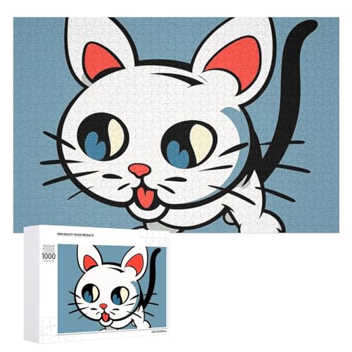 Freche Katzen-Puzzles für Erwachsene, personalisiertes Puzzle, herausforderndes Bild, Holzfotos, Puzzle mit Aufbewahrungstasche, Familientreffen, Puzzle für Hochzeitsgeschenk von HJKBCV