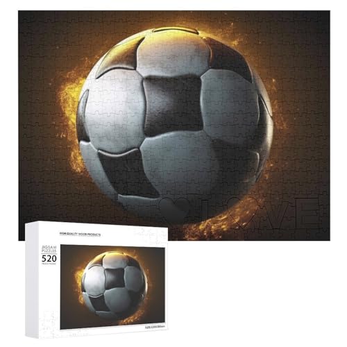 Fußball-Holzpuzzle für Erwachsene, 520 Teile, schwierige, herausfordernde Puzzles, einzigartiges Denksport-Puzzle, einzigartige Form, fortschrittliche Puzzle, tolle Geschenkidee von HJKBCV