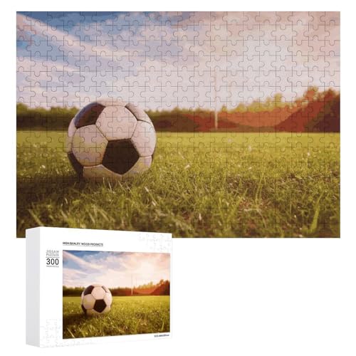 Fußball auf einem Feld Puzzles für Erwachsene, personalisiertes Puzzle, herausforderndes Bild, Holzfotos, Puzzle mit Aufbewahrungstasche, Familientreffen, Puzzle für Hochzeitsgeschenk von HJKBCV