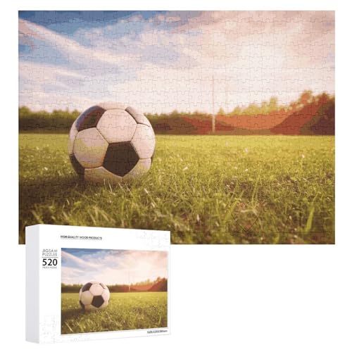 Fußball auf einem Feld Puzzles für Erwachsene, personalisiertes Puzzle, herausforderndes Bild, Holzfotos, Puzzle mit Aufbewahrungstasche, Familientreffen, Puzzle für Hochzeitsgeschenk von HJKBCV