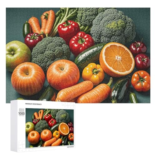 Gemüse Obst Puzzles für Erwachsene, personalisiertes Puzzle, herausforderndes Bild, Holzfotos, Puzzle mit Aufbewahrungstasche, Familientreffen, Puzzle für Hochzeitsgeschenk von HJKBCV