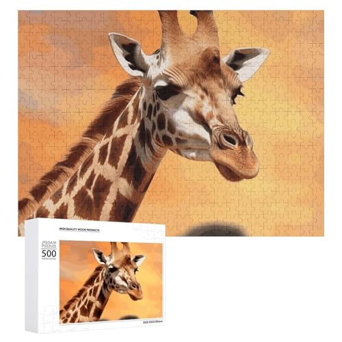 Giraffen-Puzzles für Erwachsene, personalisiertes Puzzle, herausforderndes Bild, Holzfotos, Puzzle mit Aufbewahrungstasche, Familientreffen, Puzzle für Hochzeitsgeschenk von HJKBCV