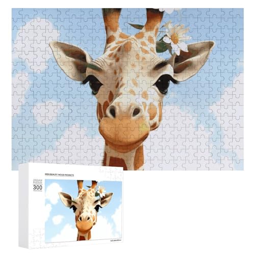 Giraffen- und Blumen-Puzzles für Erwachsene, personalisiertes Puzzle, herausforderndes Bild, Holzfotos, Puzzle mit Aufbewahrungstasche, Familientreffen, Puzzle für Hochzeitsgeschenk von HJKBCV