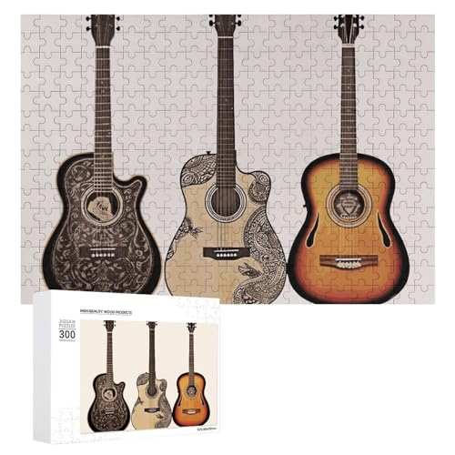 Gitarren-Puzzles für Erwachsene, personalisiertes Puzzle, herausforderndes Bild, Holzfotos, Puzzle mit Aufbewahrungstasche, Familientreffen, Puzzle für Hochzeitsgeschenk von HJKBCV