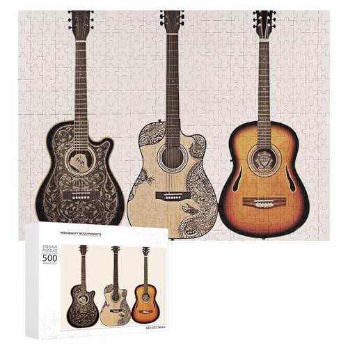 Gitarren-Puzzles für Erwachsene, personalisiertes Puzzle, herausforderndes Bild, Holzfotos, Puzzle mit Aufbewahrungstasche, Familientreffen, Puzzle für Hochzeitsgeschenk von HJKBCV