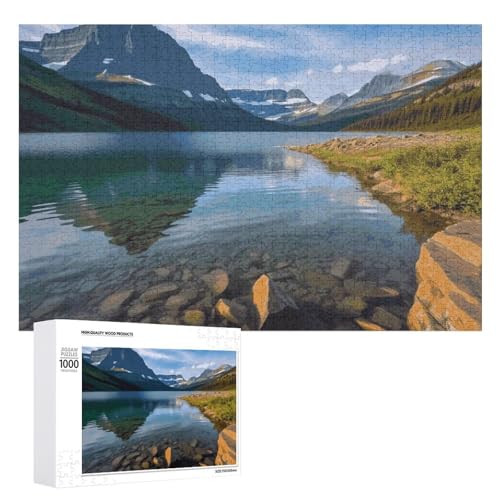 Gletscher-Nationalpark-Puzzles für Erwachsene, personalisiertes Puzzle, herausforderndes Bild, Holzfotos, Puzzle mit Aufbewahrungstasche, Familientreffen, Puzzle für Hochzeitsgeschenk von HJKBCV