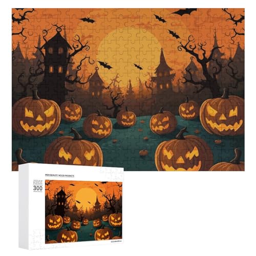 Halloween-Puzzles für Erwachsene, personalisierbar, herausforderndes Bild, Holzfotos, Puzzle mit Aufbewahrungstasche, Familientreffen, Puzzle für Hochzeitsgeschenk von HJKBCV