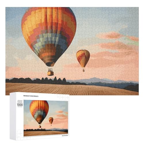 Heißluftballon-Puzzles für Erwachsene, personalisiertes Puzzle, herausforderndes Bild, Holzfotos, Puzzle mit Aufbewahrungstasche, Familientreffen, Puzzle für Hochzeitsgeschenk von HJKBCV